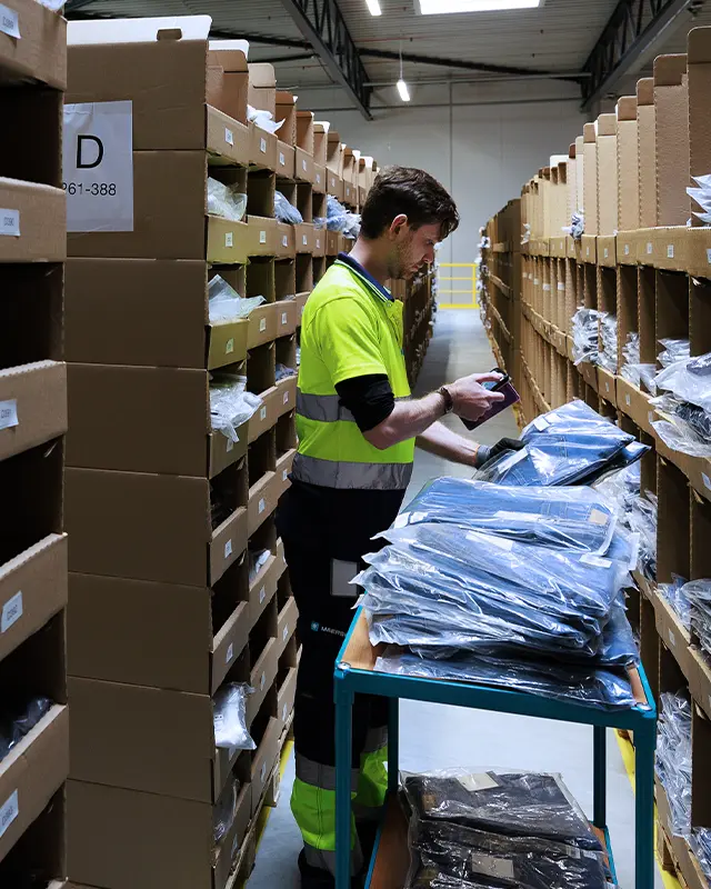 Order picking and preparation in a warehouse.