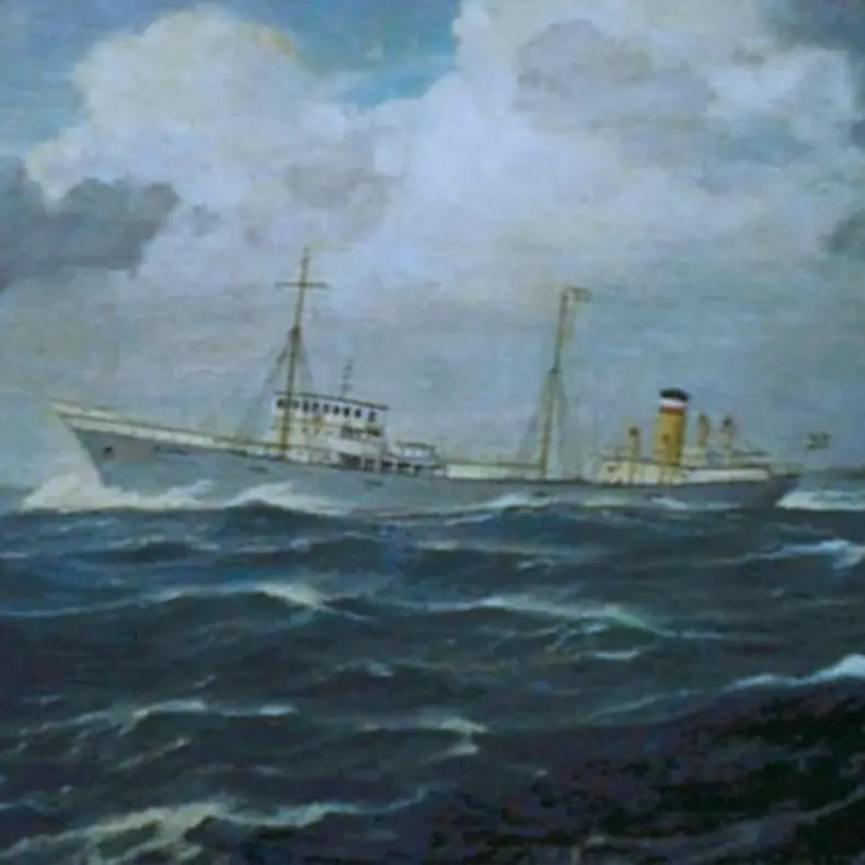 Pintura do navio Sirius, o primeiro da frota da Aliança.